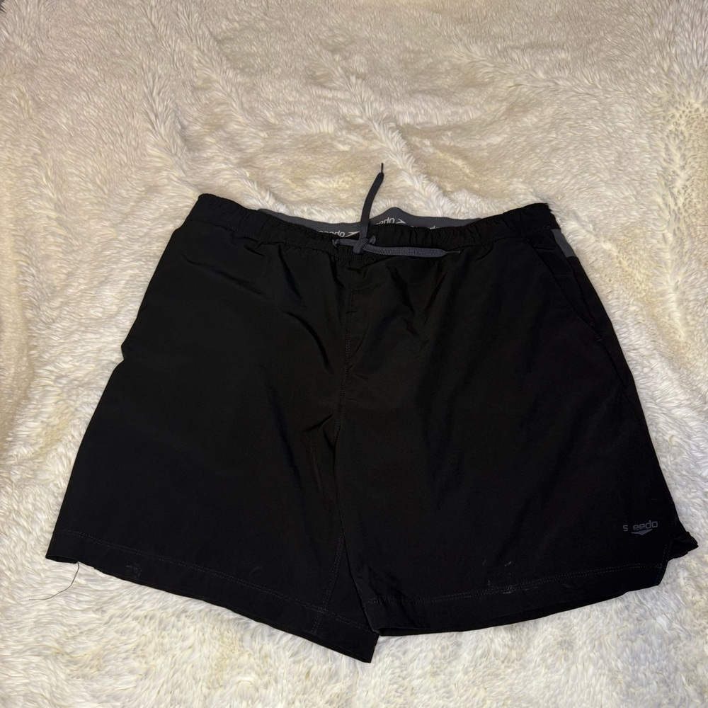 Men’s speedo hybrid Black Shorts XXL built-in liner 7“ inseam
